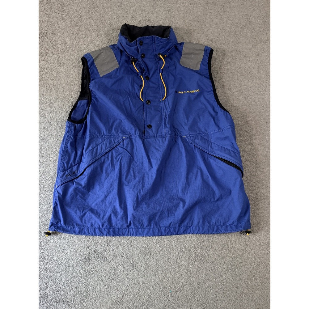 Vintage Polo Jeans Co Ralph Lauren Vest Mens Large Blue RL-67 Canvas Outdoor